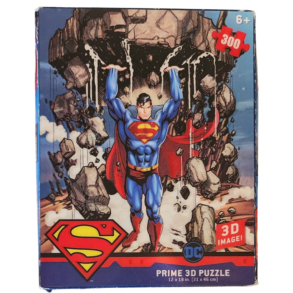 Superman Prime 3D Puzzle DC Comics 300 Pieces 12x18 Age 6+ Collectible
